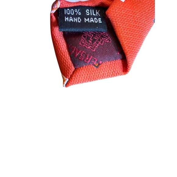 Gianni Versace Burnt Orange Tie Geo Pattern 100% Silk Luxury Designer Italy Boar - Picture 6 of 6